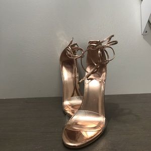 5 inch rose gold strapped heels !